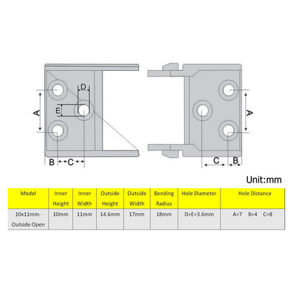 2 Stück 10 x 11 mm Länge, 1 Meter, schwarzer Kunststoff, offener Kabel, Drahtträger, Schleppkette, Schleppleine R18, für 3D-Drucker und CNC-Maschinen