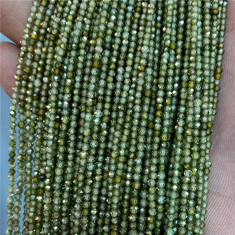 Natürliche Zirkonperlen 2, 3, 4 mm winziger Stein, lose Distanzperlen für Halskette, Armbänder, Zubehör, Schmuckherstellung, 39,9 cm Strang