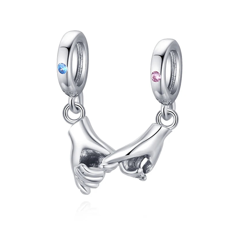 WOSTU Echt 925 Sterling Silber Herz Perlen Blume Retro Muster Charms Anhänger Fit Original DIY Armband Halskette Silber Schmuck