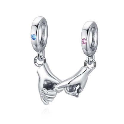 WOSTU Echt 925 Sterling Silber Herz Perlen Blume Retro Muster Charms Anhänger Fit Original DIY Armband Halskette Silber Schmuck