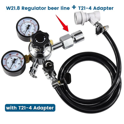 Home Brew Beer Gasleitungsbaugruppe, 5/16 Zoll PVC-Gaskohlisationsschlauch, W21,8 CO2-Regler mit Konvertierungsadapter für CO2-Gasflaschen