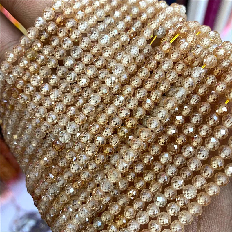 Natürliche Zirkonperlen 2, 3, 4 mm winziger Stein, lose Distanzperlen für Halskette, Armbänder, Zubehör, Schmuckherstellung, 39,9 cm Strang