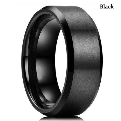 Moderne 8mm Schwarz Titan stahl Ringe für Männer Frauen Nut Facetten Edelstahl Männer Ring Hochzeit Band schmuck Großhandel