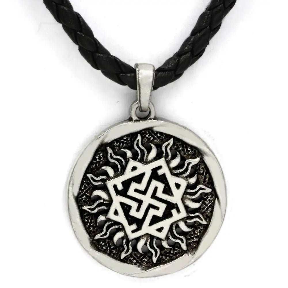 Antique Veles Symbol Weles Choker Sun of God Talisman Pendant Statement Necklace Men's Slavic Amulet Religion Viking Necklaces