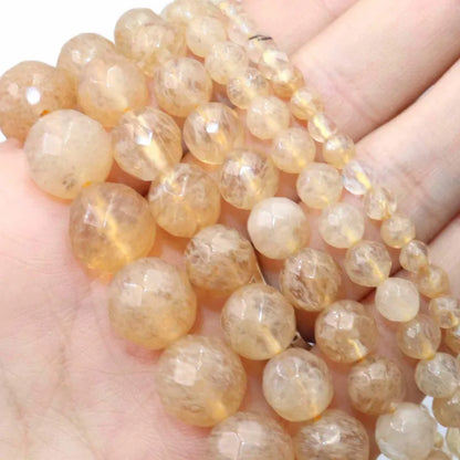 Naturstein Facettierte Gelbe Citrin Quarz Spacer Perlen Für Schmuck Machen DIY Armband Halskette Zubehör 4/6/8/10/12mm