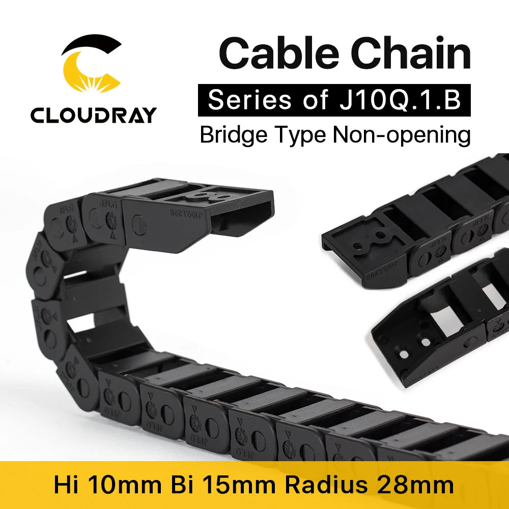 Cloudray-Kabelkette, 10 x 10, 10 x 15, 10 x 20 mm, 1 m, nicht aufklappbare Kunststoff-Schleppleine, Getriebe-Schleppkettenmaschine