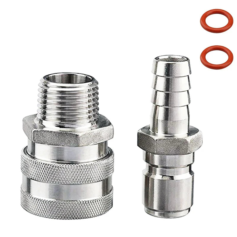 1/2" NPT Bier-Schnelltrennset, 1/2" Barb 304 Edelstahl Schnelltrennset Moonshine Fitting Connectors HomeBrewing