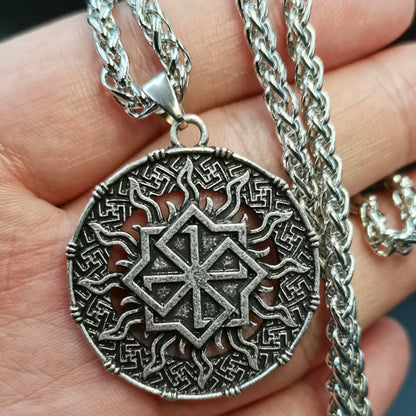 Antique Veles Symbol Weles Choker Sun of God Talisman Pendant Statement Necklace Men's Slavic Amulet Religion Viking Necklaces