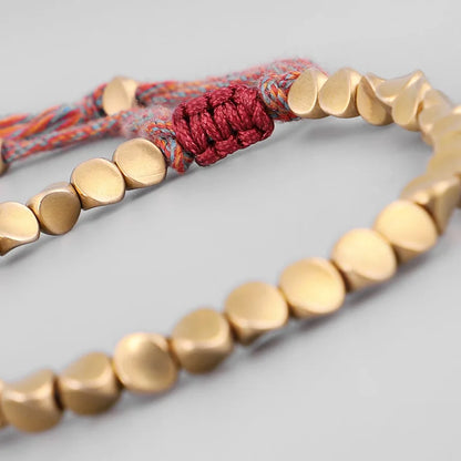 Handgemachte tibetisch-buddhistische Armbänder an der Hand geflochtene Kupferperlen Glücksseil-Armband und Armreifen für Frauen und Männer