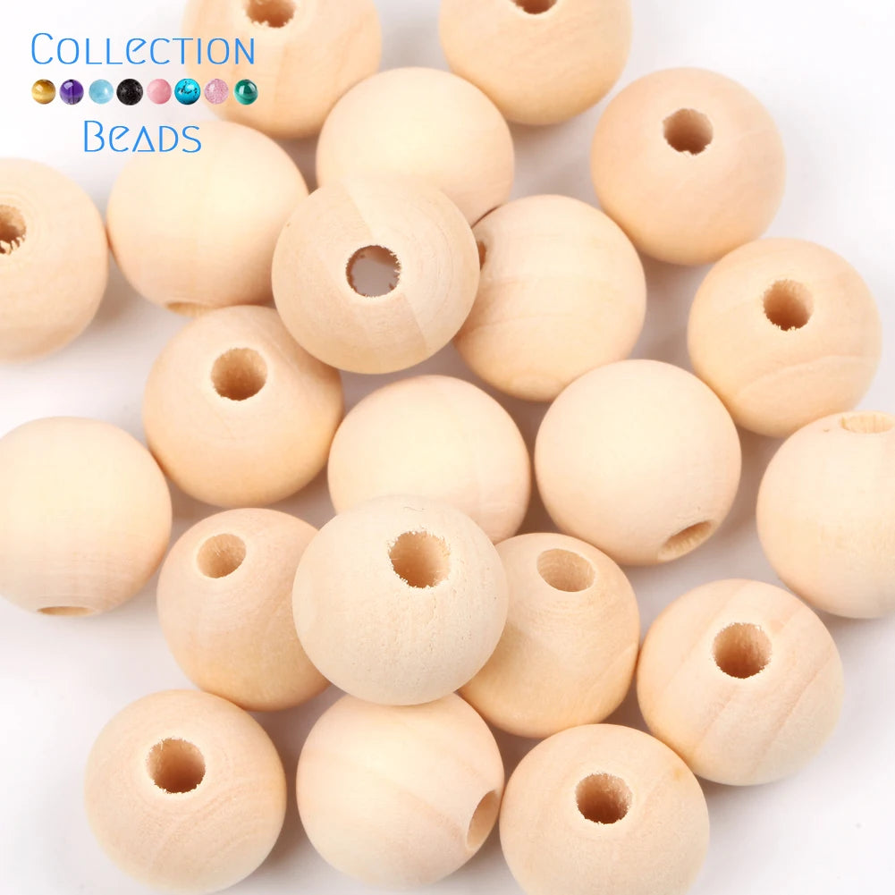 4-50mm 1-1000 Stück natürliche Holzperlen runde Abstandshalter Holzperle bleifreie Kugeln Charms DIY für Schmuckherstellung handgefertigte Accessoires