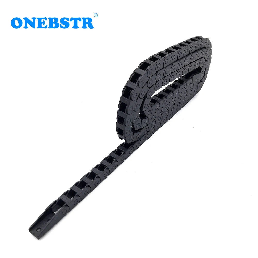 YCHEN 1 Meter 5 x 5 mm Schleppkette, Drahtträger, Kabelhalter, Miniatur-Brückentyp, nicht öffnend, mit Endanschlüssen, Nylon-Schleppleine