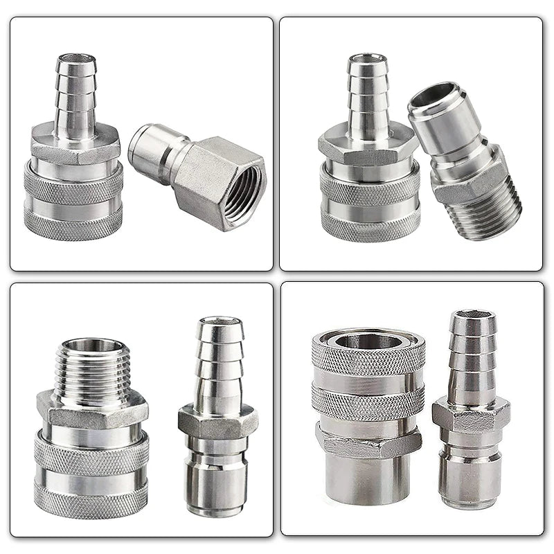 1/2" NPT Bier-Schnelltrennset, 1/2" Barb 304 Edelstahl Schnelltrennset Moonshine Fitting Connectors HomeBrewing