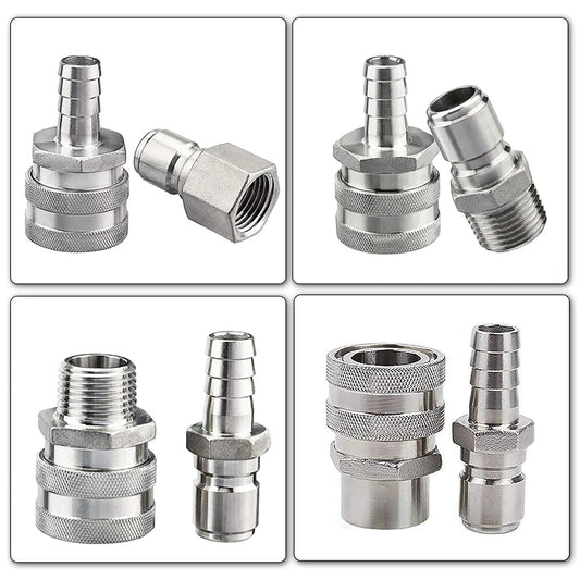 1/2" NPT Bier-Schnelltrennset, 1/2" Barb 304 Edelstahl Schnelltrennset Moonshine Fitting Connectors HomeBrewing