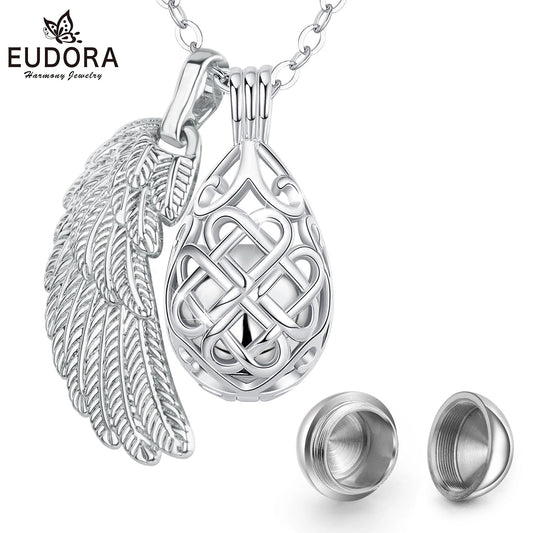 EUDORA Urne Feuerbestattung Anhänger 14mm Celtic Festival Käfig Stift Medaillon Asche Halter Andenken Kapsel Halskette Hohl Ball DIY Schmu