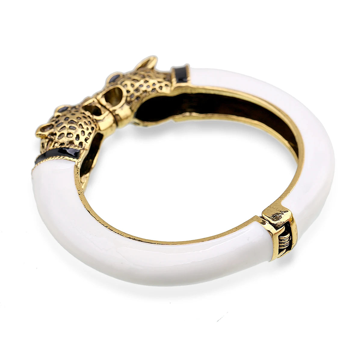 All Seasons Damen-Manschettenarmband für Party, antik vergoldet, Tier-Emaille, Leopardenkopf, Vintage-Armband, trendiger Schmuck