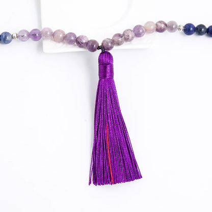 8mm Naturstein 7 Chakra Halskette Meditation Yoga Friedens- und Geistes-Schmuck 108 Japamala Perlen-Rosenkranz Quasten-Anhänger