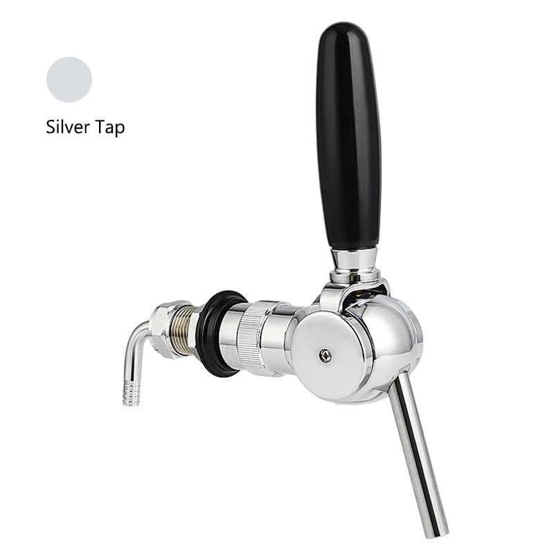 Goldener belgischer Bierhahn, G5/8-Gewindeschaft und Fass Flowing Control Ball Home Brewing Silver Draft Beer Tap Bier Soda Kit