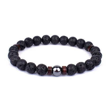 Vulkanstein-Armband für Männer, Lava-Holz, 8 mm Perlen, Armband, tibetischer Buddha, Handgelenkkette, Damen- und Herrenschmuck, Geschenk, neue Armbänder