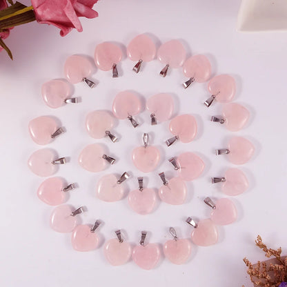 Rosenquarz Kristall Halskette Naturstein Herz Anhänger Mode Perlen 20mm Für DIY Schmuck Machen Edelsteine Kostenloser Versand