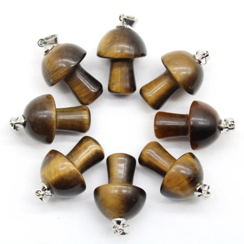 15 stücke Natürliche Stein Anhänger Quarz Kristall Amethyst Achate Aventurin Pilz Stein Anhänger für DIY Machen Zubehör