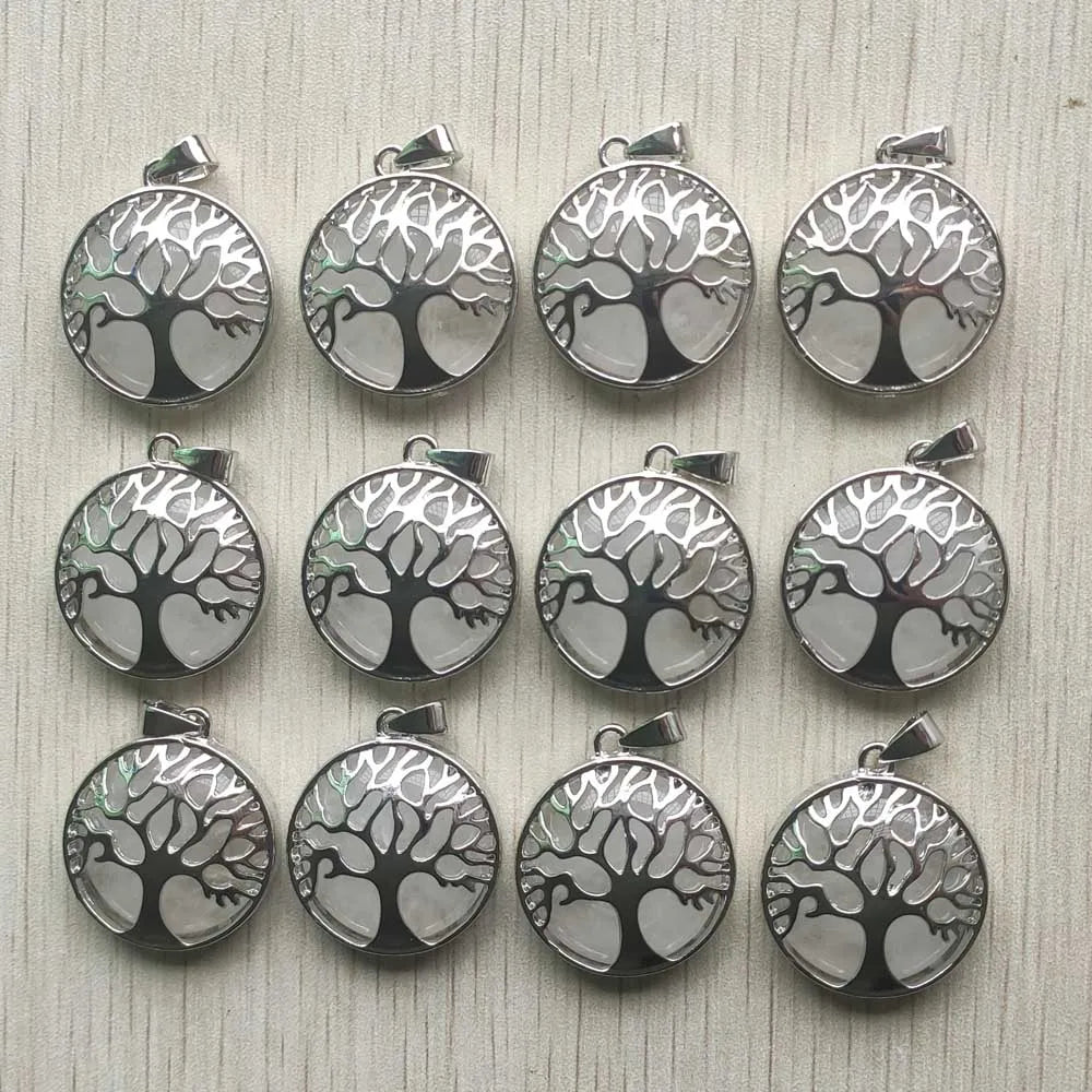 Großhandel 12 teile/los mode naturstein legierung baum des lebens mix Anhänger für halsketten schmuck zubehör machen schnelle versand