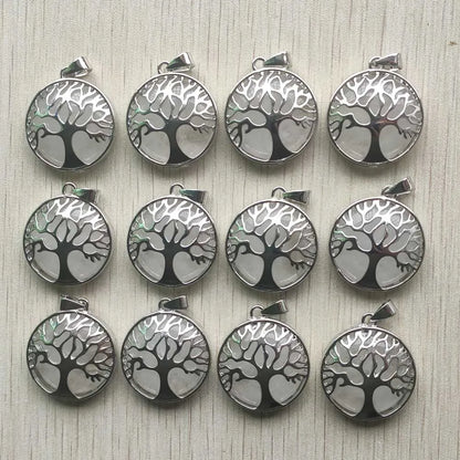 Großhandel 12 teile/los mode naturstein legierung baum des lebens mix Anhänger für halsketten schmuck zubehör machen schnelle versand