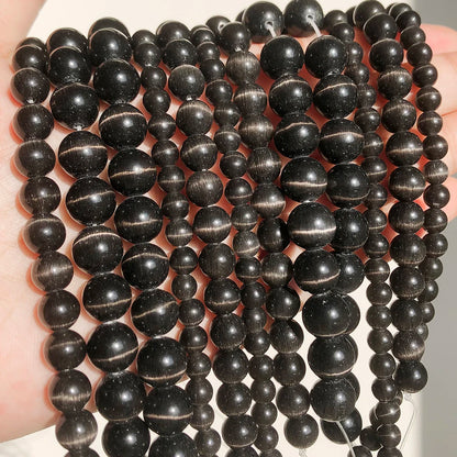 Natürliche Mondsteinperlen, weißes Katzenauge, rund, lose Perlen, 4/6/8/10/12 mm, Schmuckherstellung, DIY-Armband, 38,1 cm Strang