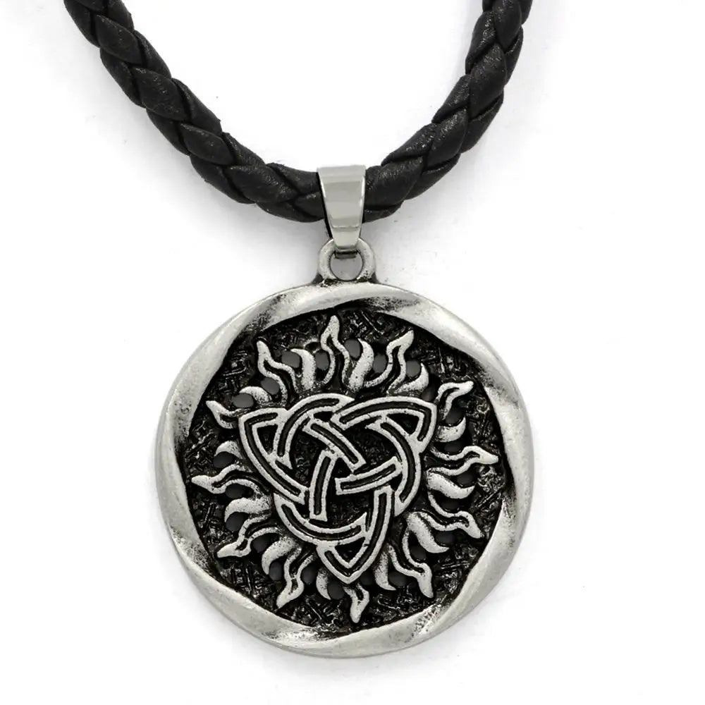 Antique Veles Symbol Weles Choker Sun of God Talisman Pendant Statement Necklace Men's Slavic Amulet Religion Viking Necklaces