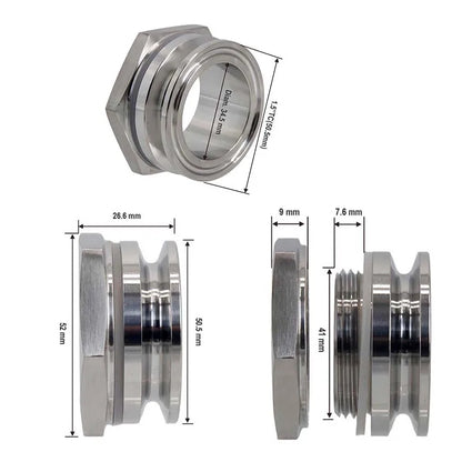 Wasserkocher Nachrüstteil Schweißlose Schott 1,5 Zoll Tri Clamp 304 Edelstahl Doppel TC 41 mm Loch erforderlich n