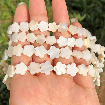 Natürliche weiße Blume, Pflaumenmuschel, Perlmutt, lose Distanzperlen für Schmuckherstellung, DIY, handgefertigtes Armband, Halskette, 6, 8, 10 mm