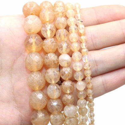 Naturstein Facettierte Gelbe Citrin Quarz Spacer Perlen Für Schmuck Machen DIY Armband Halskette Zubehör 4/6/8/10/12mm