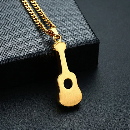 Punk Herren Asche Halter Urne Halskette Edelstahl Gitarre Feuerbestattung Anhänger Memorial Männliche Geschenke 24" Ketten