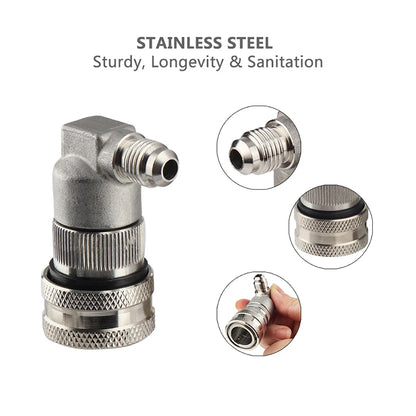 Edelstahl-Kugelverriegelung zum Trennen von selbstgebrauten Bierfass, Schnellkupplung, Corny Keg Dispenser, Gas/Flüssigkeit, 1/4 Zoll Stange und 1/4 Zoll MFL