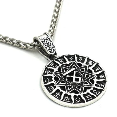 Antique Veles Symbol Weles Choker Sun of God Talisman Pendant Statement Necklace Men's Slavic Amulet Religion Viking Necklaces