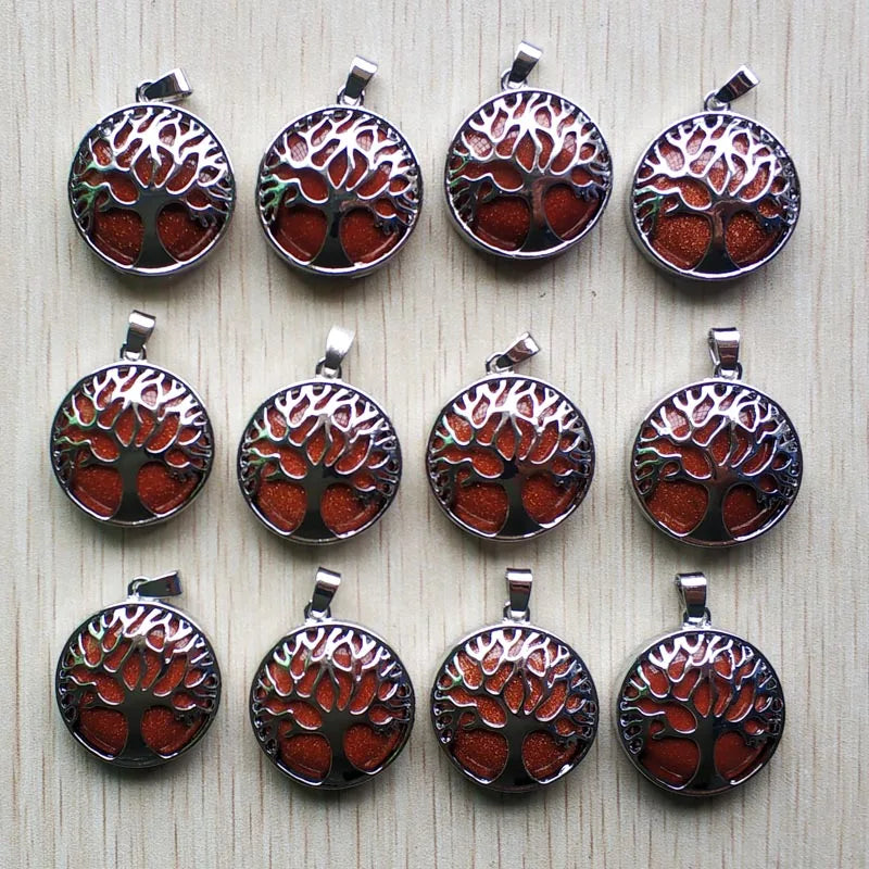 Großhandel 12 teile/los mode naturstein legierung baum des lebens mix Anhänger für halsketten schmuck zubehör machen schnelle versand