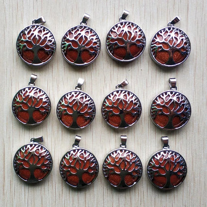 Großhandel 12 teile/los mode naturstein legierung baum des lebens mix Anhänger für halsketten schmuck zubehör machen schnelle versand