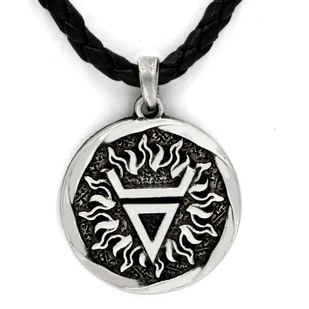 Antique Veles Symbol Weles Choker Sun of God Talisman Pendant Statement Necklace Men's Slavic Amulet Religion Viking Necklaces