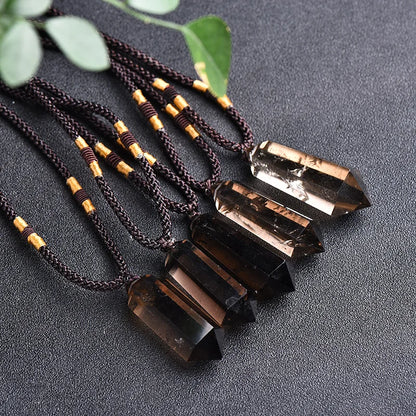 1Pc Smokey Quarz Doppel Wies Pendent Kristall Edelstein Natürliche Stein Chakra Healing Kristalle Halskette