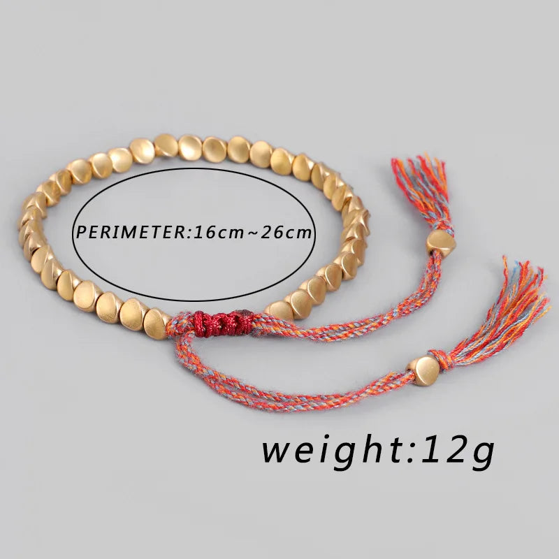Handgemachte tibetisch-buddhistische Armbänder an der Hand geflochtene Kupferperlen Glücksseil-Armband und Armreifen für Frauen und Männer