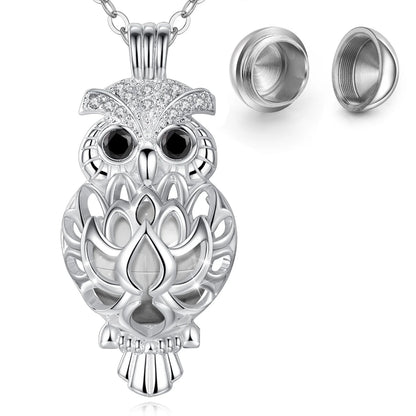 EUDORA Urne Feuerbestattung Anhänger 14mm Eule Käfig Offene Medaillon Asche Halter Andenken Kapsel Halskette Hohl Ball DIY Schmu k332n14