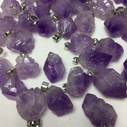 Naturstein Anhänger Brasilien Amethysten Kristall Druzy Unregelmäßige Form Lavendel Halbedelstein Chakra Reiki Roher Erz Schmuck