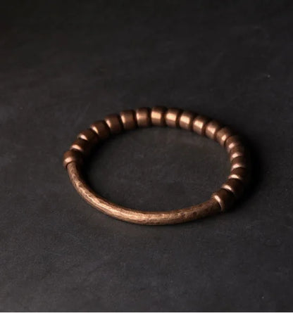 Handgefertigtes Armband aus gehämmertem reinem Kupfer, Vintage-Armband, künstlich, oxidiert, Street-Rock-Stil, Metall, Unisex-Schmuck für Männer und Frauen