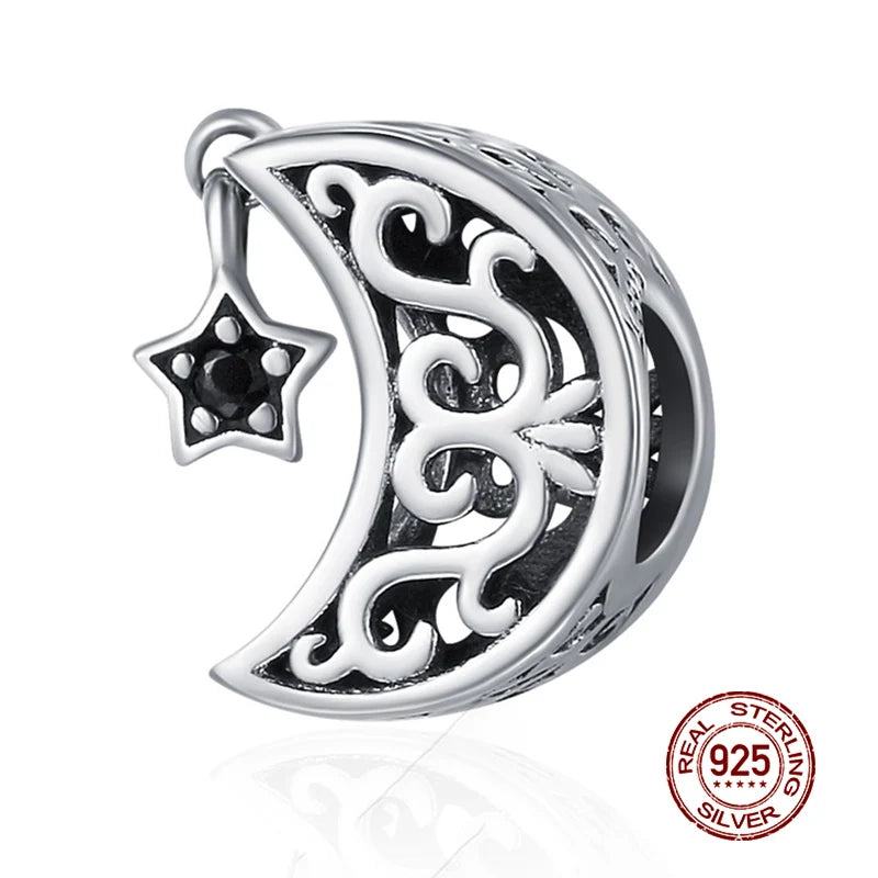 WOSTU Echt 925 Sterling Silber Herz Perlen Blume Retro Muster Charms Anhänger Fit Original DIY Armband Halskette Silber Schmuck