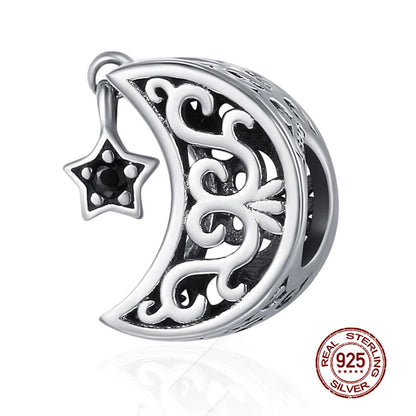 WOSTU Echt 925 Sterling Silber Herz Perlen Blume Retro Muster Charms Anhänger Fit Original DIY Armband Halskette Silber Schmuck