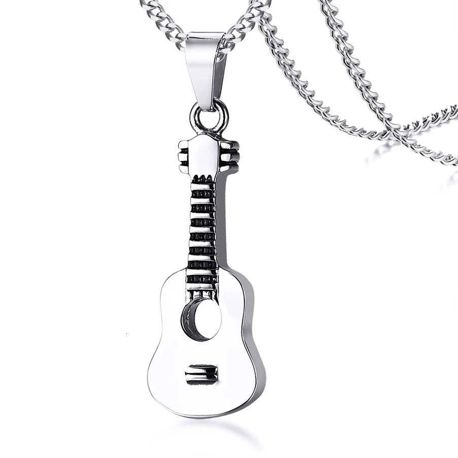 Punk Herren Asche Halter Urne Halskette Edelstahl Gitarre Feuerbestattung Anhänger Memorial Männliche Geschenke 24" Ketten