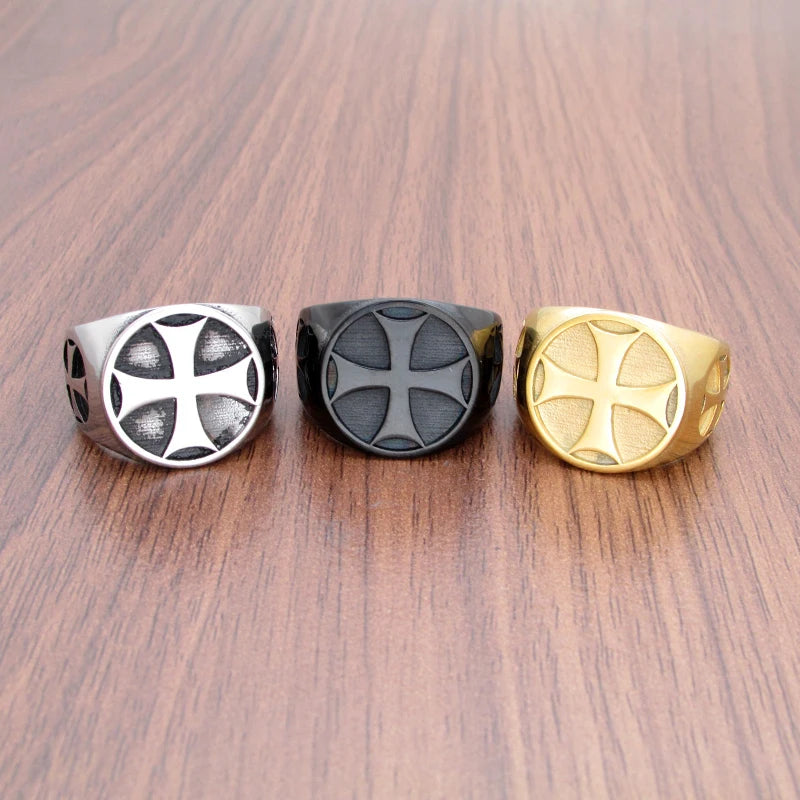 Vintage 316L Edelstahl Silber Farbe männer Eisen Ritter Templer Kreuz Ringe Schmuck Für Freund Geschenk