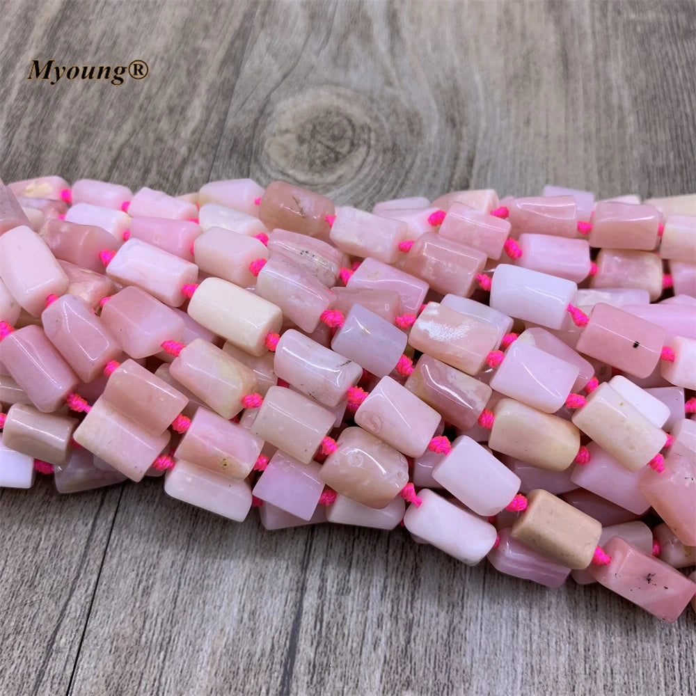 Hohe Qualität Natürliche Rosa Opal Rohr Raum Perlen 6x10MM Edelsteine Perlen Für DIY Schmuck Machen MY211214
