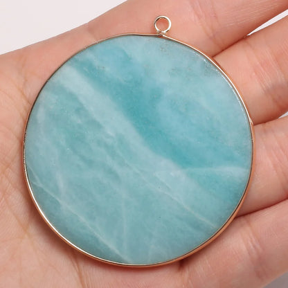 Natürliche Stein Achate Anhänger Disc Form Quarz Kristall Charms Anhänger Für DIY Schmuck Machen Halskette Zubehör Größe 50x55mm