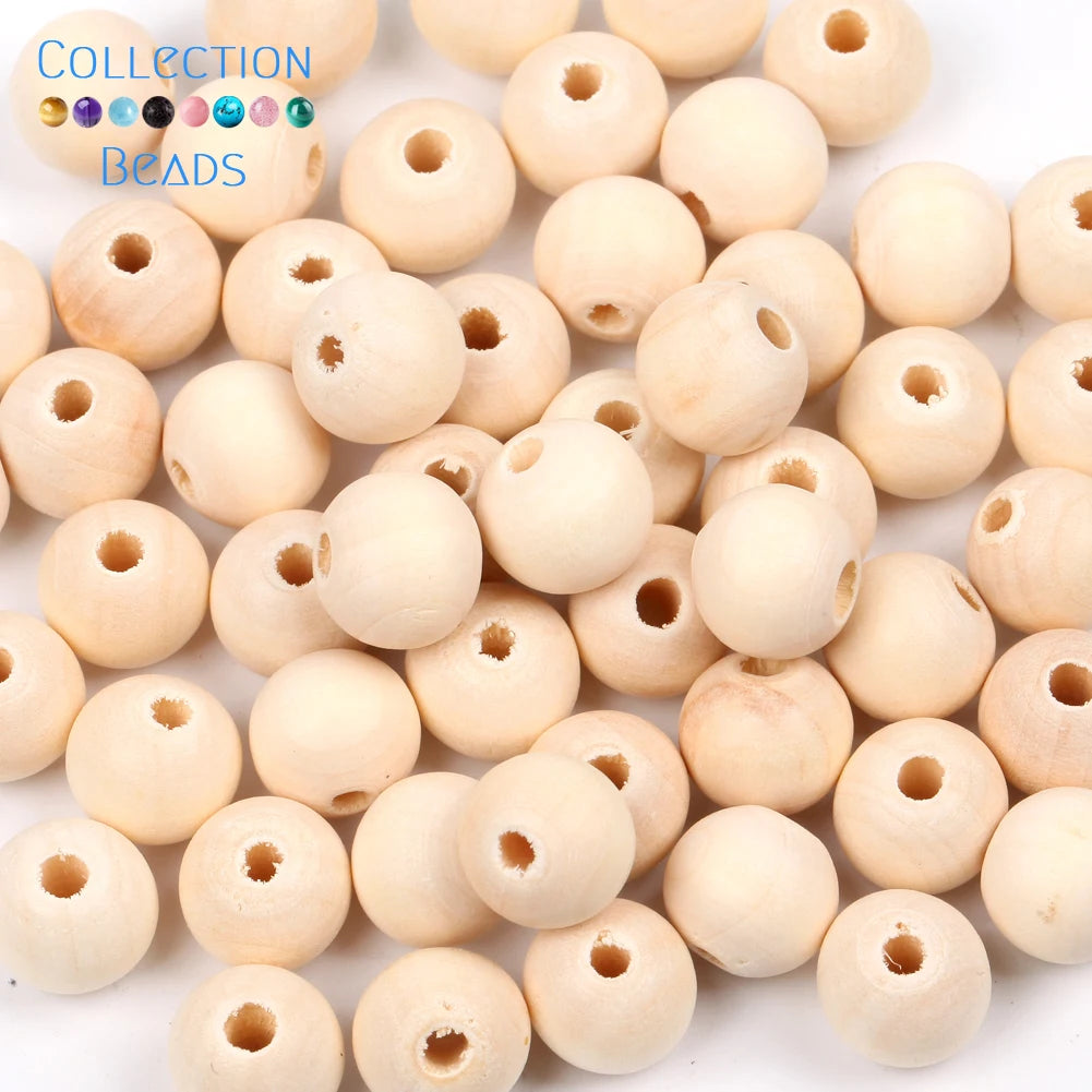 4-50mm 1-1000 Stück natürliche Holzperlen runde Abstandshalter Holzperle bleifreie Kugeln Charms DIY für Schmuckherstellung handgefertigte Accessoires