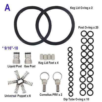 Komplette Ball Lock Fass Dichtung & Reparatur Kit für Cornelius Ball Schloss stil Fässer